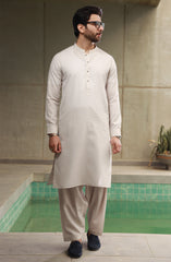 SUMMER'23 MEN KAMEEZ SHALWAR PLAIN LATTE