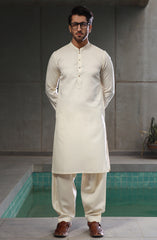 SUMMER'23 MEN KAMEEZ SHALWAR CASUAL CREAM