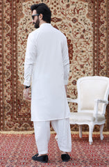 FESTIVE'23 MEN KAMEEZ SHALWAR PLAIN OFF WHITE