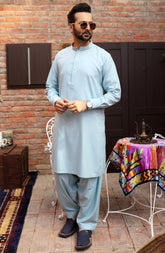 EID FESTIVE'22 MEN KAMEEZ SHALWAR SEMI FORMAL LIGHT TURQUIES