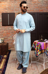 EID FESTIVE'22 MEN KAMEEZ SHALWAR SEMI FORMAL LIGHT TURQUIES