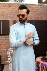 EID FESTIVE'22 MEN KAMEEZ SHALWAR SEMI FORMAL LIGHT TURQUIES
