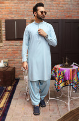 EID FESTIVE'22 MEN KAMEEZ SHALWAR SEMI FORMAL LIGHT TURQUIES