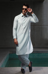 SUMMER'23 MEN KAMEEZ SHALWAR PLAIN ICE BLUE