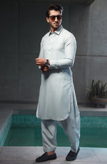 SUMMER'23 MEN KAMEEZ SHALWAR PLAIN ICE BLUE
