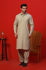 FESTIVE'23 MEN KAMEEZ SHALWAR CASUAL LIGHT OLIVE