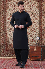 FESTIVE'23 MEN KAMEEZ SHALWAR PLAIN BLACK