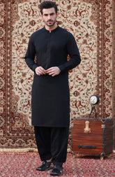 FESTIVE'23 MEN KAMEEZ SHALWAR PLAIN BLACK