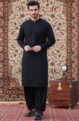 FESTIVE'23 MEN KAMEEZ SHALWAR PLAIN BLACK