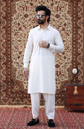 FESTIVE'23 MEN KAMEEZ SHALWAR CASUAL OFF WHITE