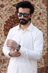 FESTIVE'23 MEN KAMEEZ SHALWAR CASUAL OFF WHITE
