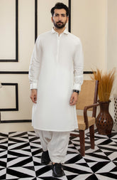 MEN KAMEEZ SHALWAR PLAIN OFF WHITE
