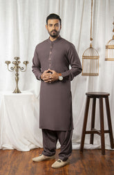 MEN SEMI FORMAL KAMEEZ SHALWAR CHOCOLATE
