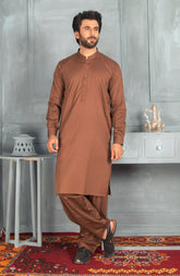 MEN KAMEEZ SHALWAR PLAIN BROWN (6930655051950)
