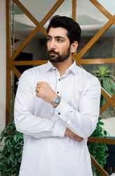 MEN KAMEEZ SHALWAR PLAIN WHITE (7016980349102)
