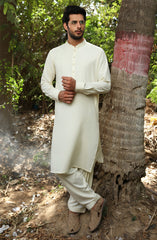 MEN KAMEEZ SHALWAR SEMI FORMAL CREAM