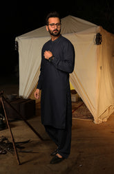 MEN KAMEEZ SHALWAR SEMI FORMAL NAVY BLUE
