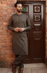 MEN KAMEEZ SHALWAR PLAIN BROWN