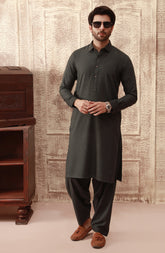 WINTER'22 MEN KAMEEZ SHALWAR PLAIN GREEN