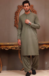 WINTER'22 MEN KAMEEZ SHALWAR CASUAL LIGHT OLIVE