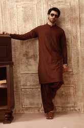 WINTER'22 MEN KAMEEZ SHALWAR PLAIN MAROON
