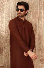 WINTER'22 MEN KAMEEZ SHALWAR PLAIN MAROON