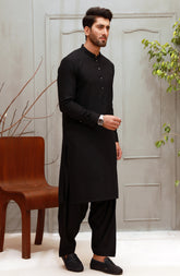 WINTER'22 MEN KAMEEZ SHALWAR PLAIN BLACK
