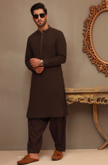 WINTER'22 MEN KAMEEZ SHALWAR CASUAL BROWN