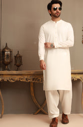 WINTER'22 MEN KAMEEZ SHALWAR CASUAL PEARL WHITE