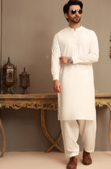 WINTER'22 MEN KAMEEZ SHALWAR CASUAL PEARL WHITE