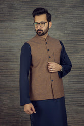 MEN SEMI FORMAL WAISTCOAT BROWN