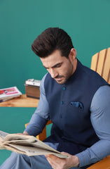 FESTIVE'23 FORMAL PLAIN WAISTCOAT BLUE