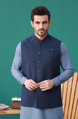 FESTIVE'23 FORMAL PLAIN WAISTCOAT BLUE