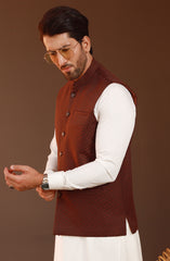 FESTIVE'23 FORMAL PLAIN WAISTCOAT BROWN