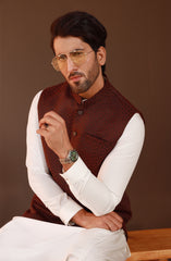 FESTIVE'23 FORMAL PLAIN WAISTCOAT BROWN