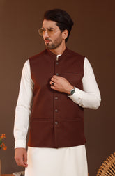 FESTIVE'23 FORMAL PLAIN WAISTCOAT BROWN
