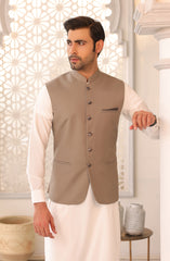 EID FESTIVE'22 FORMAL PLAIN WAISTCOAT DARK FAWN