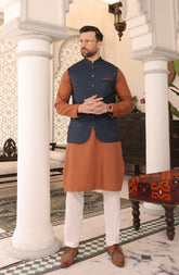 EID FESTIVE'22 FORMAL PLAIN WAISTCOAT BOTTLE GREEN