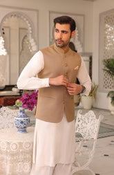 EID FESTIVE'22 FORMAL PLAIN WAISTCOAT BEIGE
