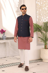 EID FESTIVE'22 FORMAL PLAIN WAISTCOAT NAVY BLUE