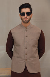 WINTER'22 MEN FORMAL PLAIN WAISTCOAT FAWN