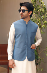 WINTER'22 MEN FORMAL PLAIN WAISTCOAT BLUE