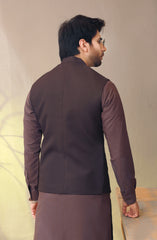 WINTER'22 MEN FORMAL PLAIN WAISTCOAT BROWN