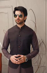 WINTER'22 MEN FORMAL PLAIN WAISTCOAT BROWN