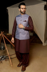 MEN SEMI FORMAL WAISTCOAT PURPLE