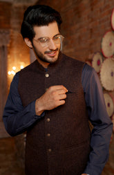 MEN SEMI FORMAL WAISTCOAT BROWN