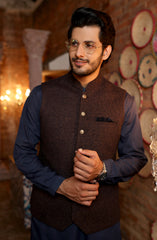 MEN SEMI FORMAL WAISTCOAT BROWN