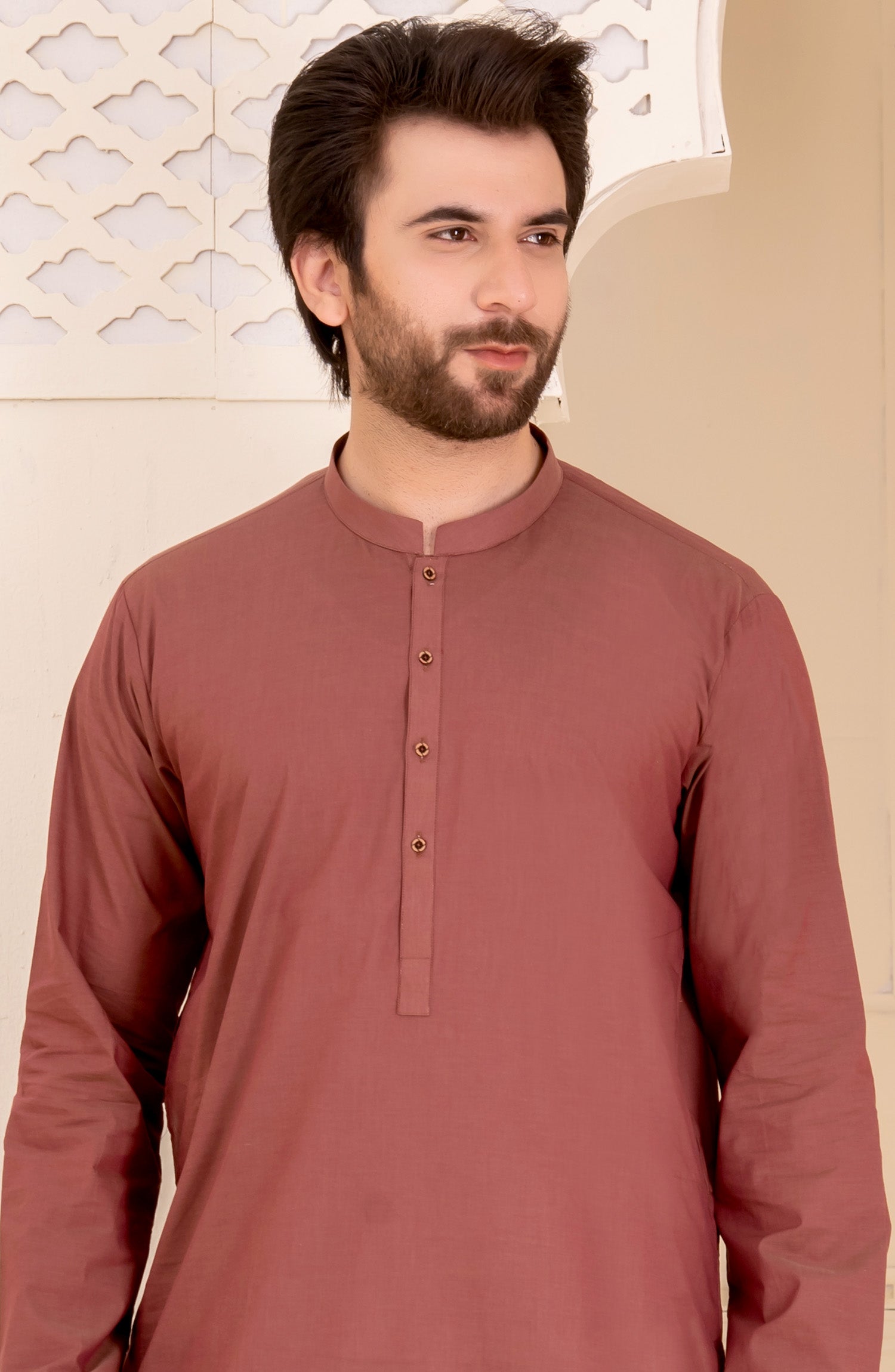 MEN KURTA PLAIN BROWN (6655010734254)