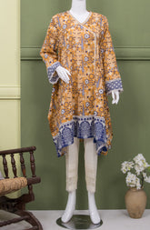 YELLOW MUGHAL LAWN PRINTED 1PC STITCH KURTI (6661389942958)