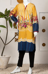 YELLOW LINES LAWN PRINTED 1PC STITCH KURTI (7017089892526)